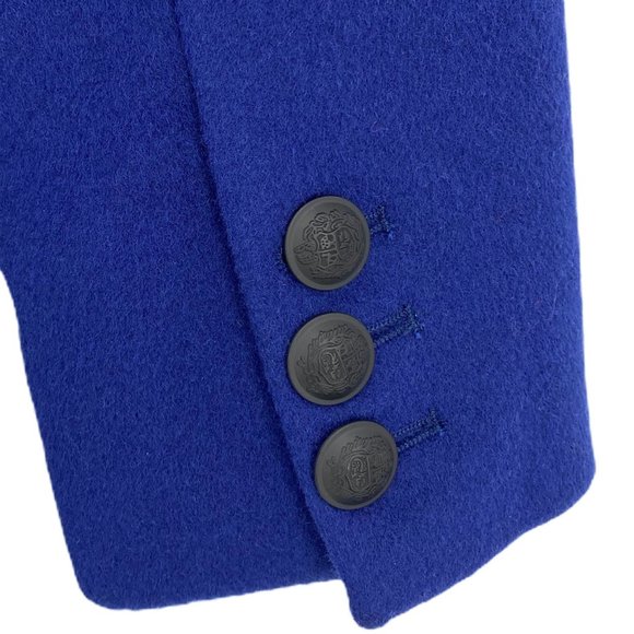 Women’s Blue Andrew Marc Wool Blend Detachable Fox Fur Collar Size 10 - Picture 12 of 12